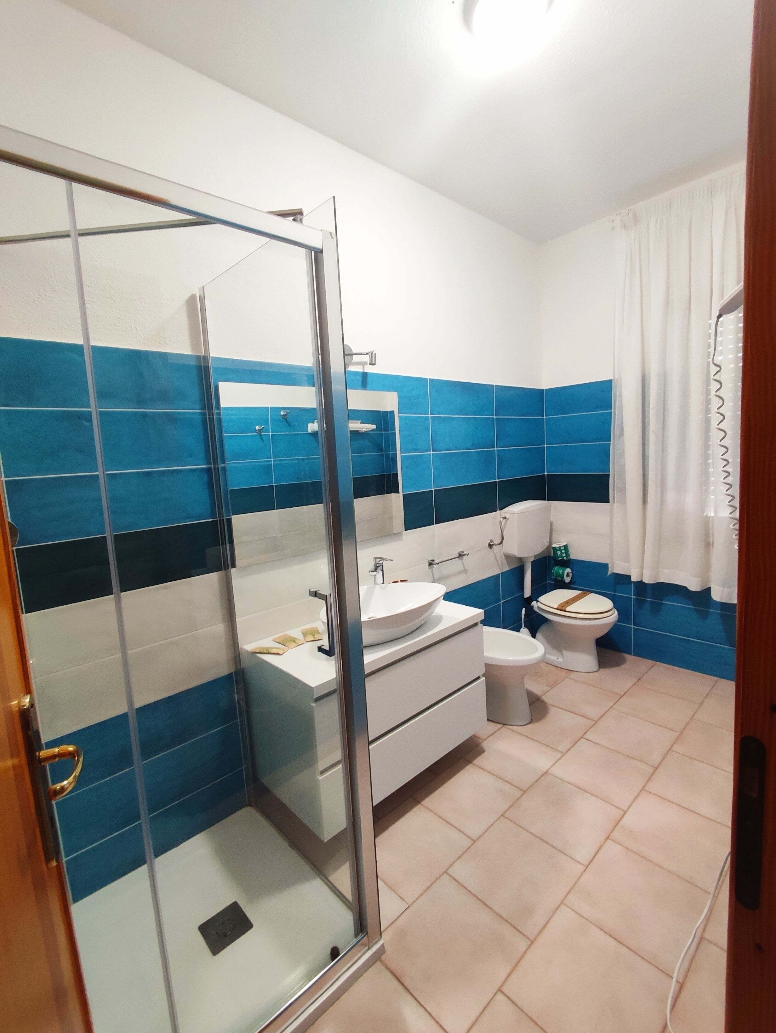 shower, free toiletries, hair dryer, bidet