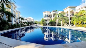 2 outdoor pools, pool umbrellas, sun loungers