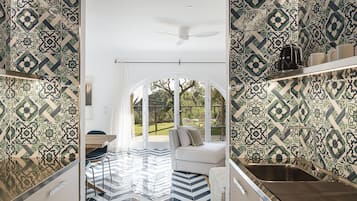 Apartment, 2 Bedrooms, Terrace, Sea View | Private kitchen | Fridge, microwave, oven, stovetop