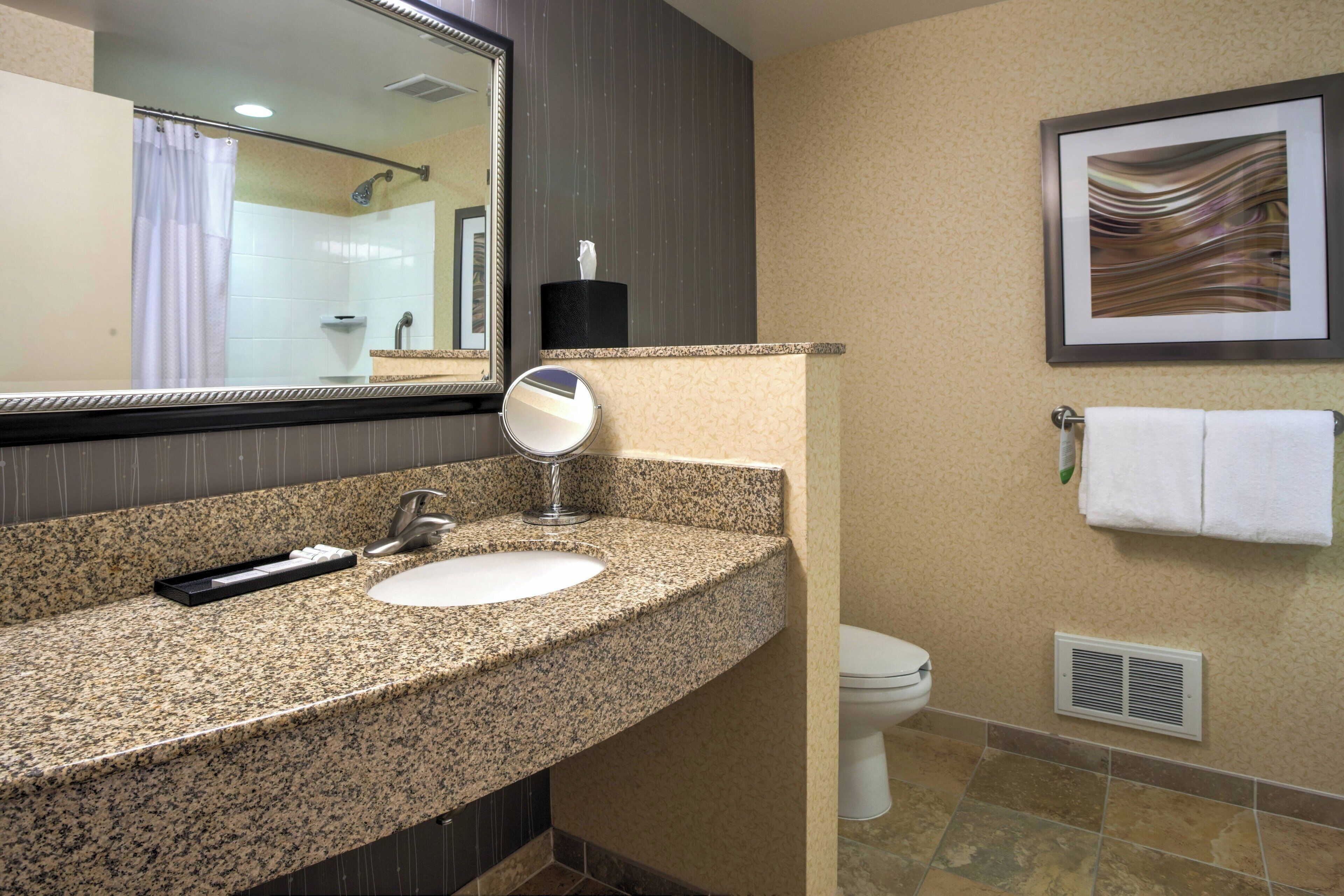 free toiletries, hair dryer, towels