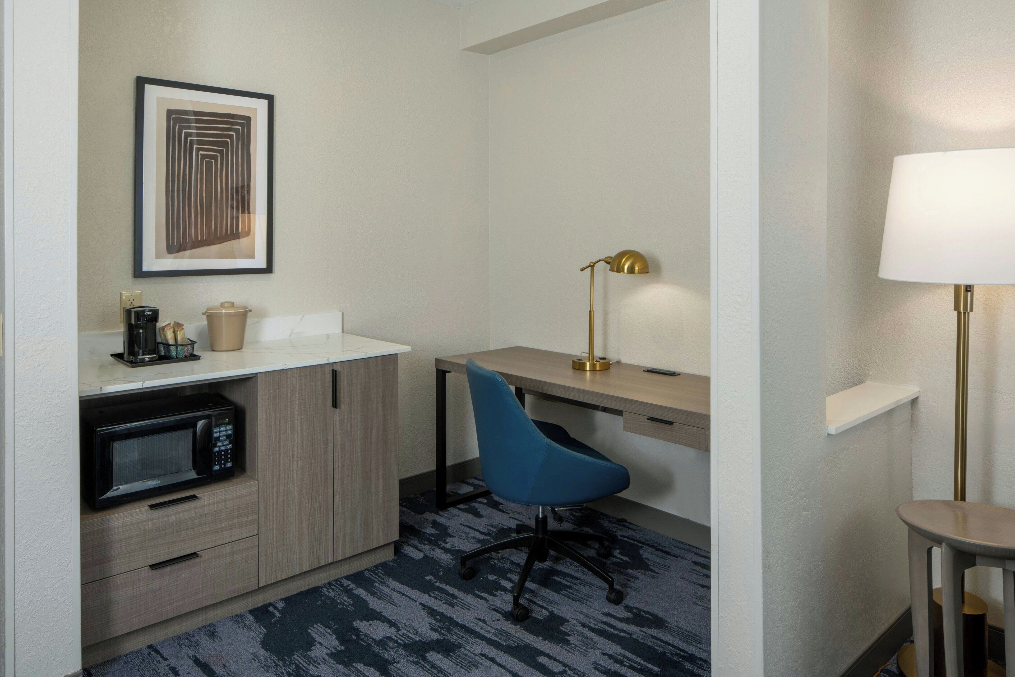 hypo-allergenic bedding, pillow-top beds, in-room safe, desk