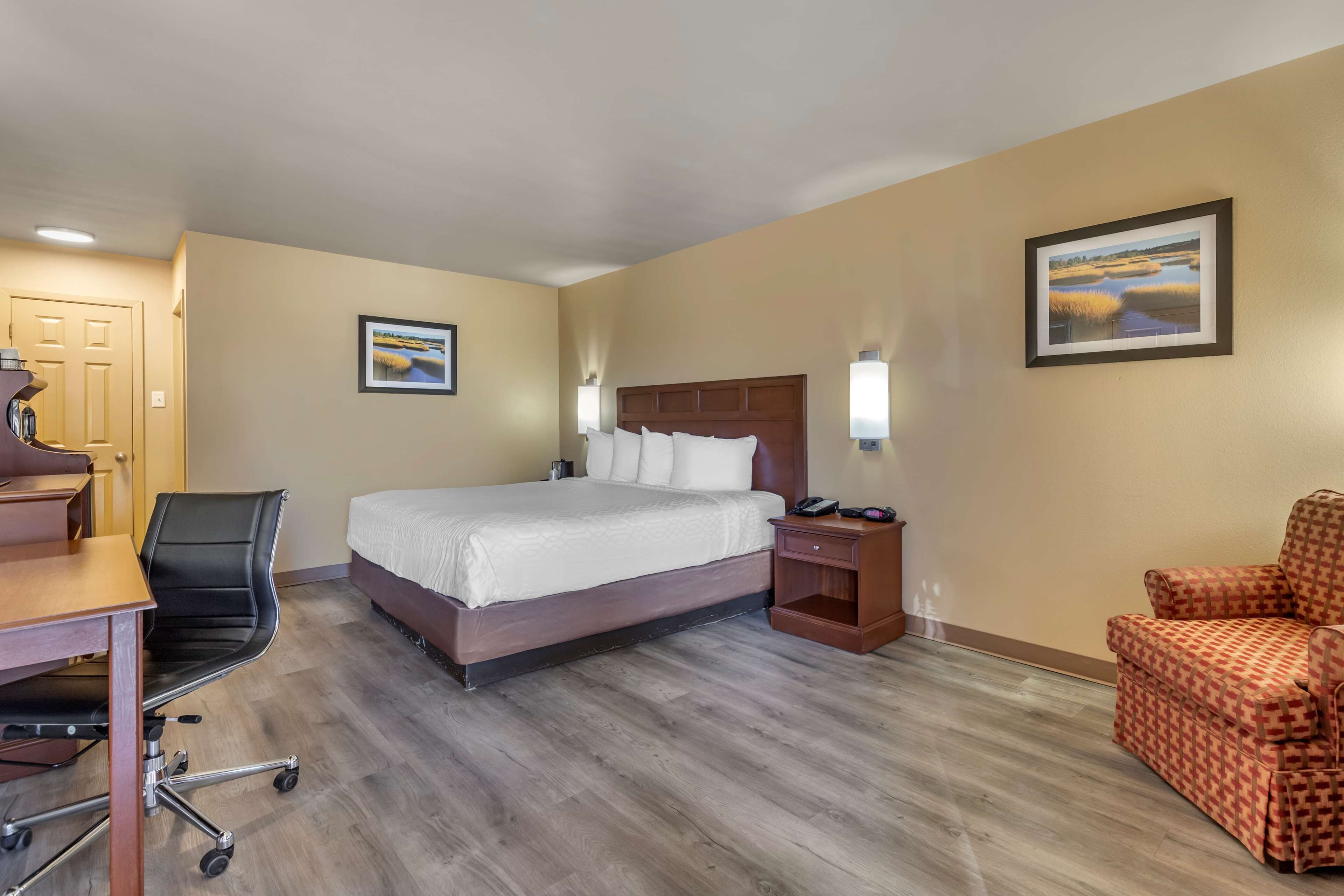 standard room, 1 king bed, non smoking, refrigerator & microwave | premium bedding, desk, laptop workspace, iron/ironing board