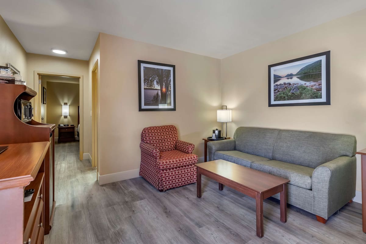 premium bedding, desk, laptop workspace, iron/ironing board