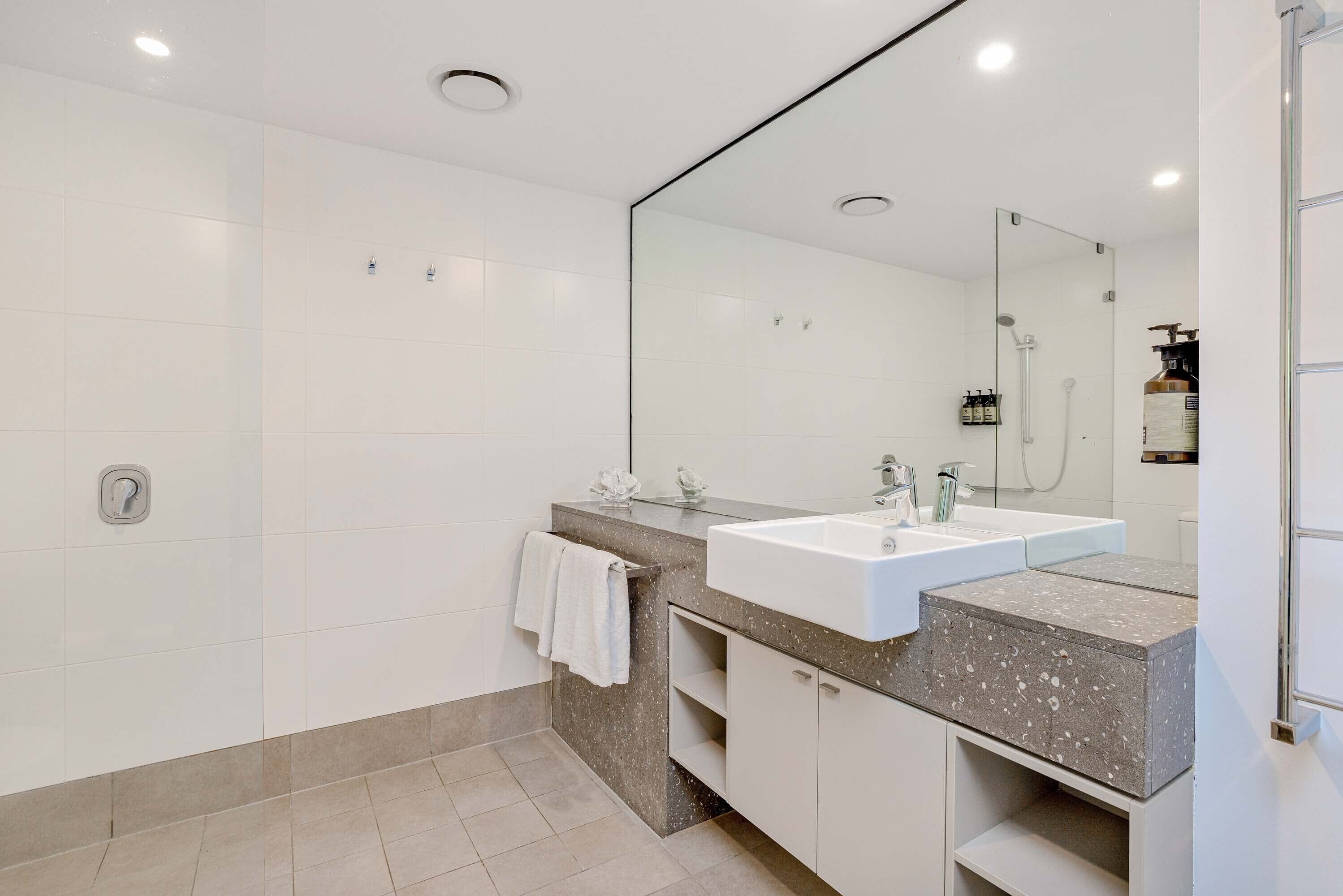 shower, free toiletries, hair dryer, bathrobes