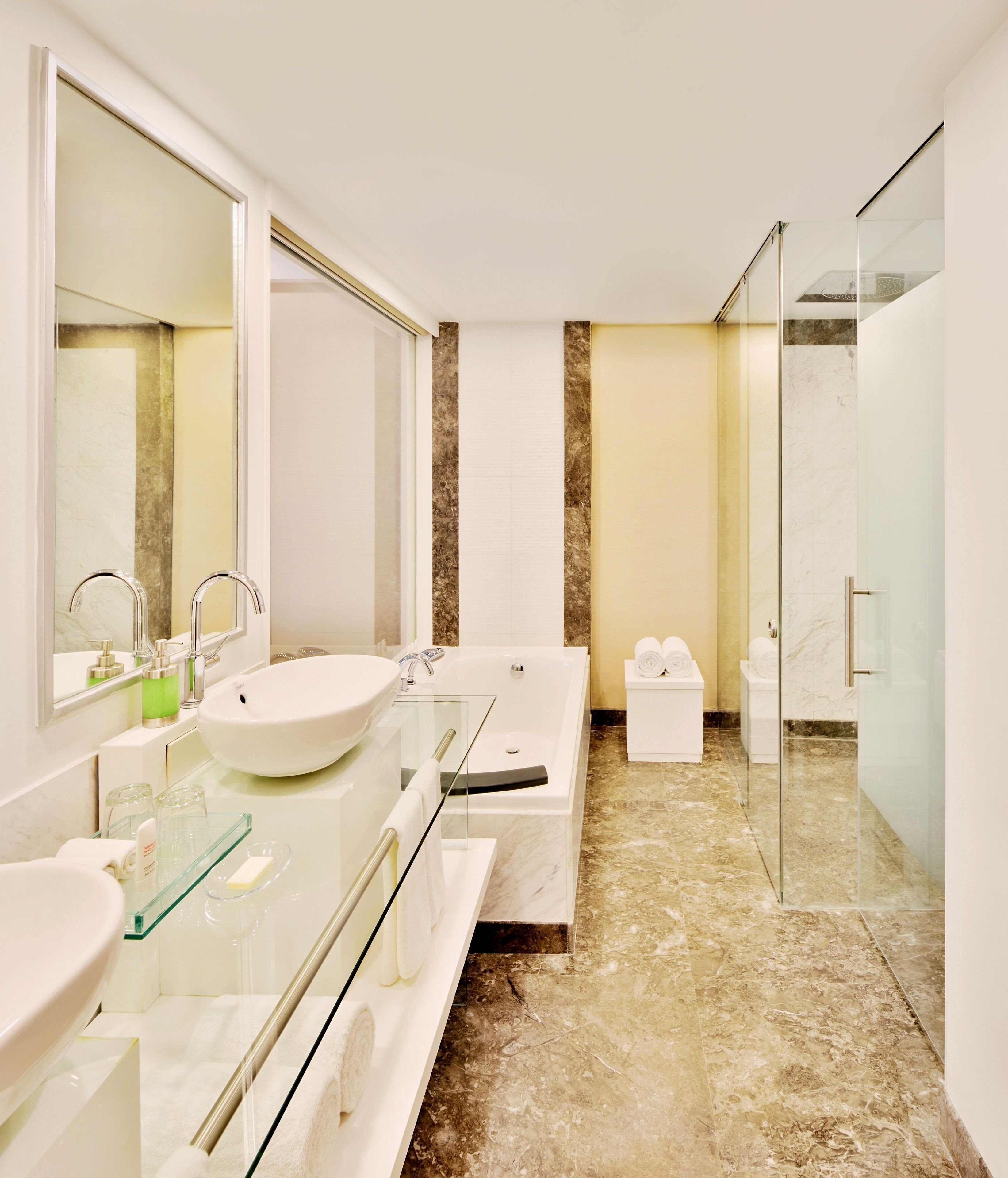 shower, eco-friendly toiletries, hair dryer, bathrobes