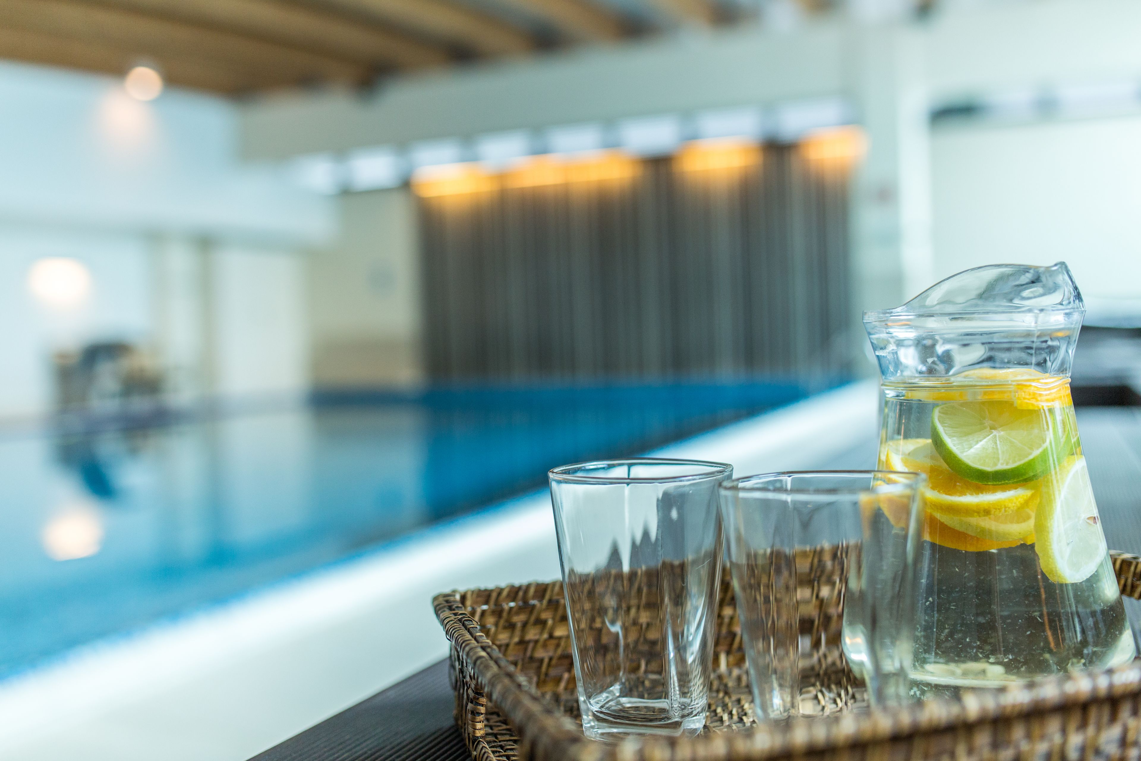 indoor pool, open 6:00 am to 10:00 pm, pool loungers, lifeguards on site