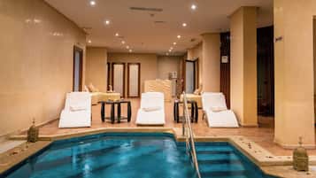 Sauna, steam room, mud baths, massages
