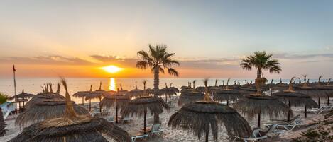 Private beach, sun loungers, beach umbrellas, beach towels