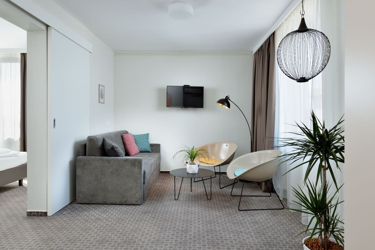 Hypo-allergenic bedding, desk, blackout curtains, iron/ironing board