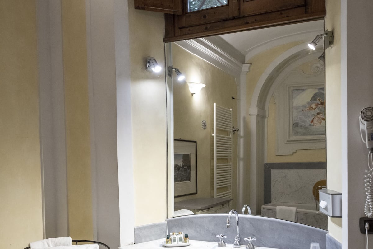 free toiletries, hair dryer, towels