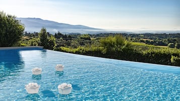 Außenpool (je nach Saison geöffnet), Sonnenschirme, Liegestühle