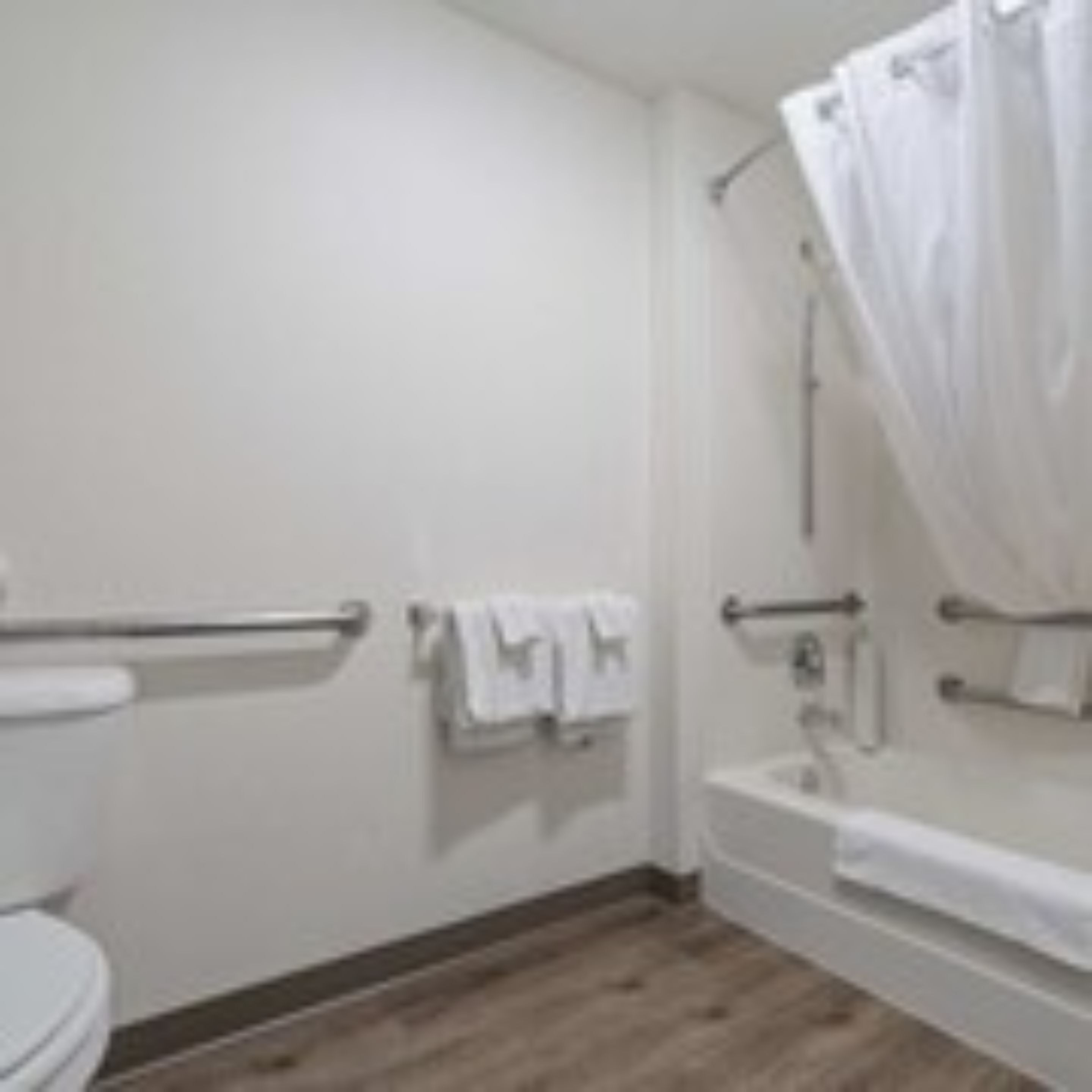 combined shower/bathtub, free toiletries, hair dryer, towels