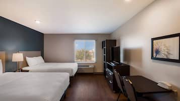 Standard Room, 2 Double Beds, Non Smoking | Desk, free WiFi, bed sheets, alarm clocks