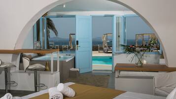 Prestige Suite, Front Sea View with Hammam & Plunge Pool | Roupas de cama de algodão egípcio, roupas de cama premium