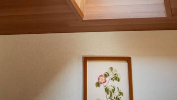 A skylight with a mountain view.
