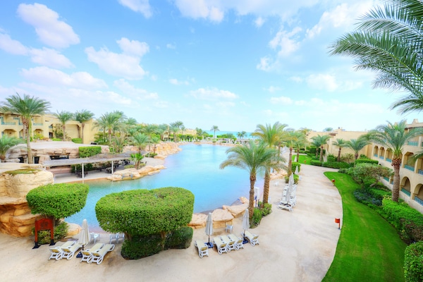 Indoor pool, outdoor pool, pool umbrellas, sun loungers