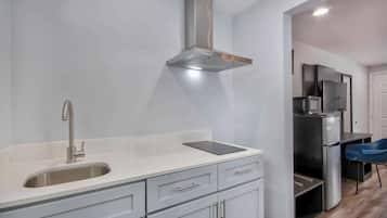 Mini-fridge, microwave, coffee/tea maker