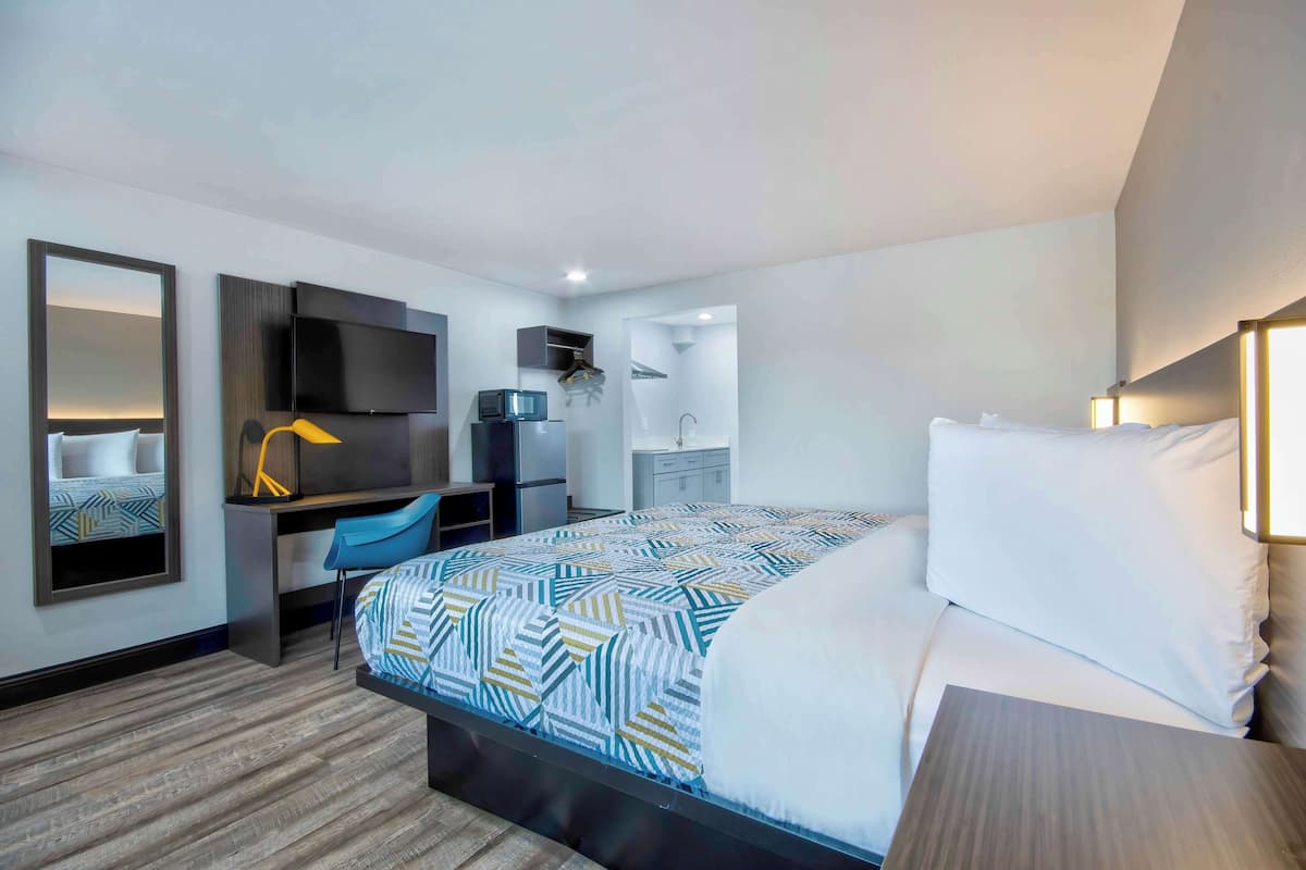 Blackout curtains, iron/ironing board, free WiFi, bed sheets