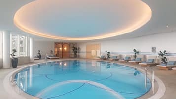 Indoor pool, seasonal outdoor pool, free pool cabanas, pool umbrellas