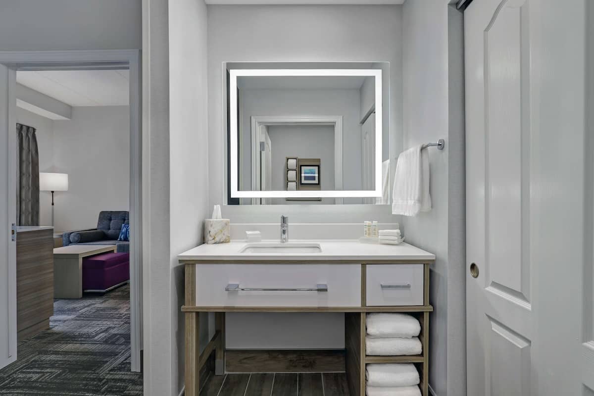 suite, 1 bedroom, non smoking (2 queen beds) | bathroom | designer toiletries, hair dryer, towels