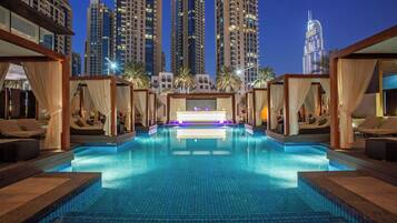 Outdoor pool, pool loungers