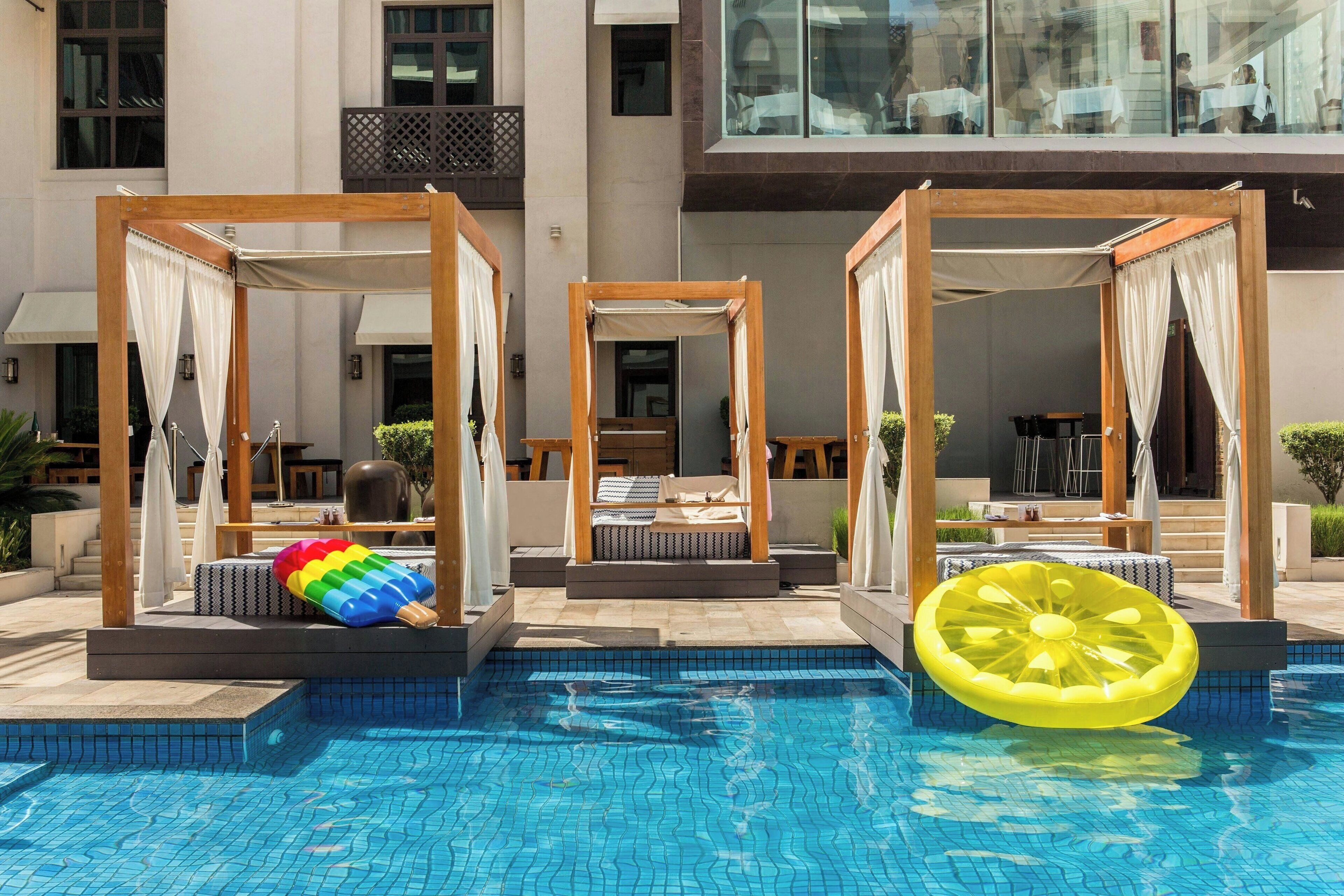 Outdoor pool, sun loungers