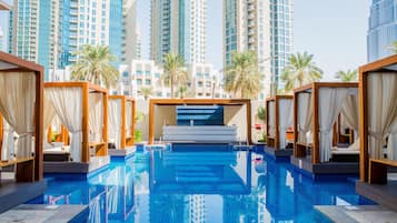 Outdoor pool, sun loungers