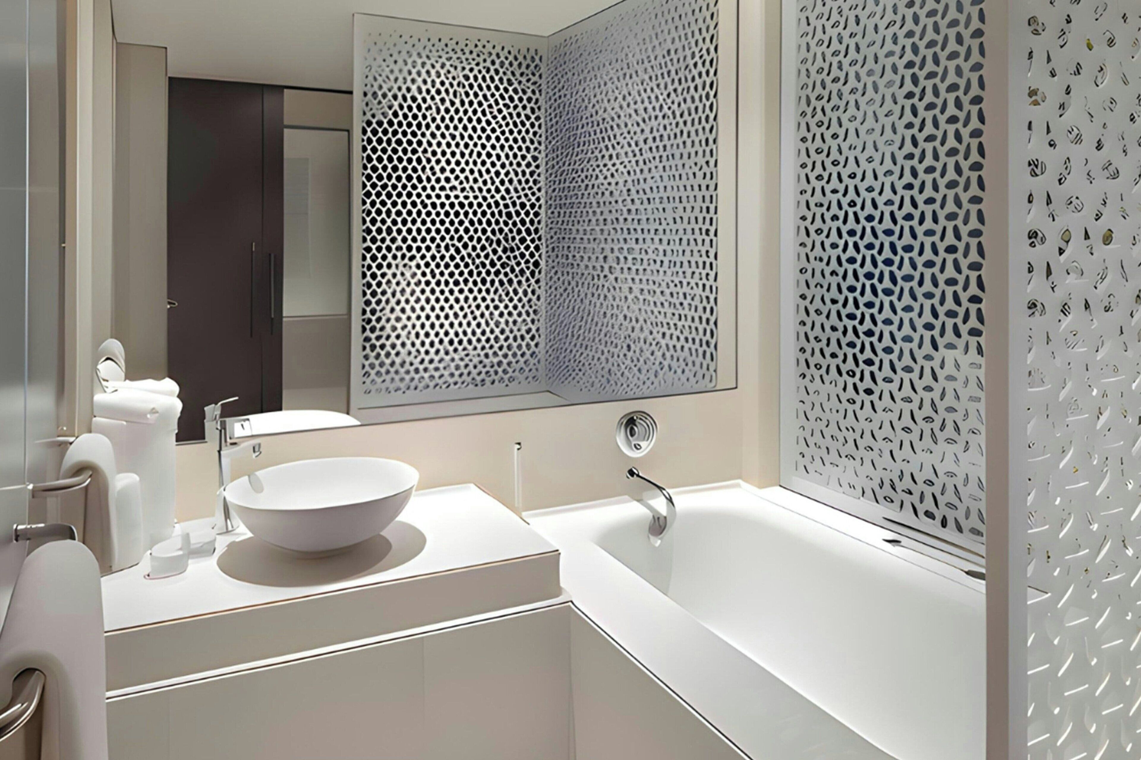 separate bathtub and shower, eco-friendly toiletries, hair dryer