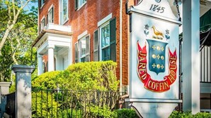 A building with a sign reading "Jared Coffin House" and the year "1845" on it. - Jared Coffin House (Nantucket)