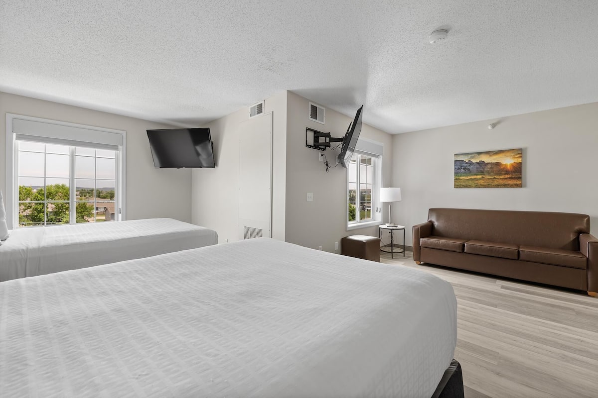 Studio, 2 Queen Beds, Non Smoking (Non-Accessible) | Desk, iron/ironing board, free WiFi, bed sheets