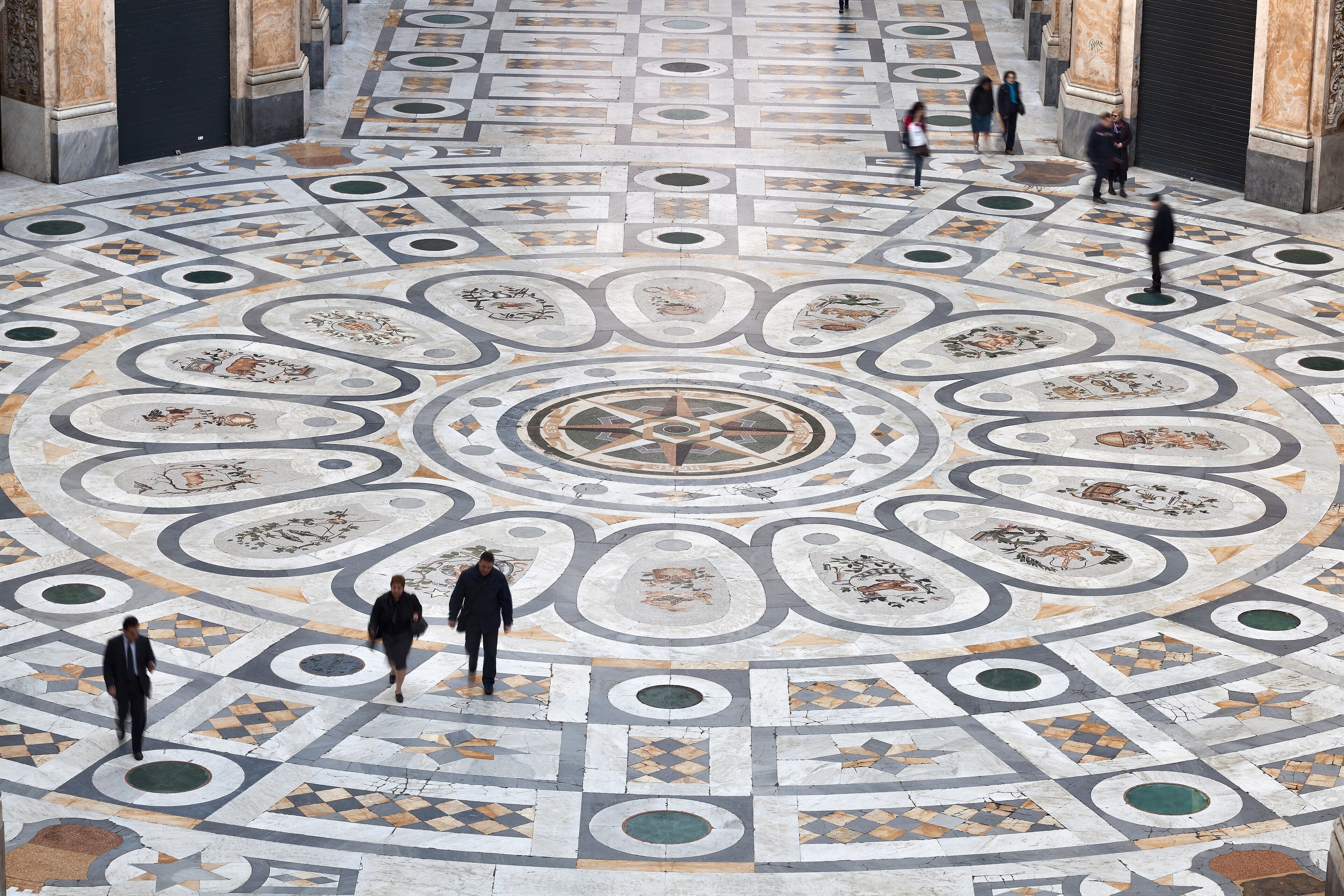 A large, ornate circular floor with intricate patterns and designs.