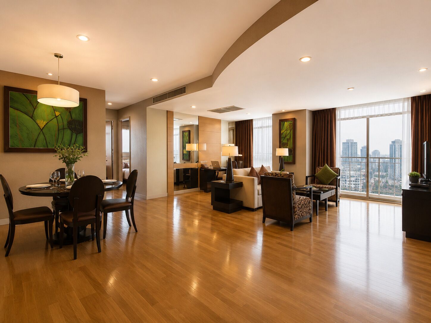 Two Bedroom Deluxe Suites | Living area | 32-inch LCD TV with satellite channels, TV, DVD player