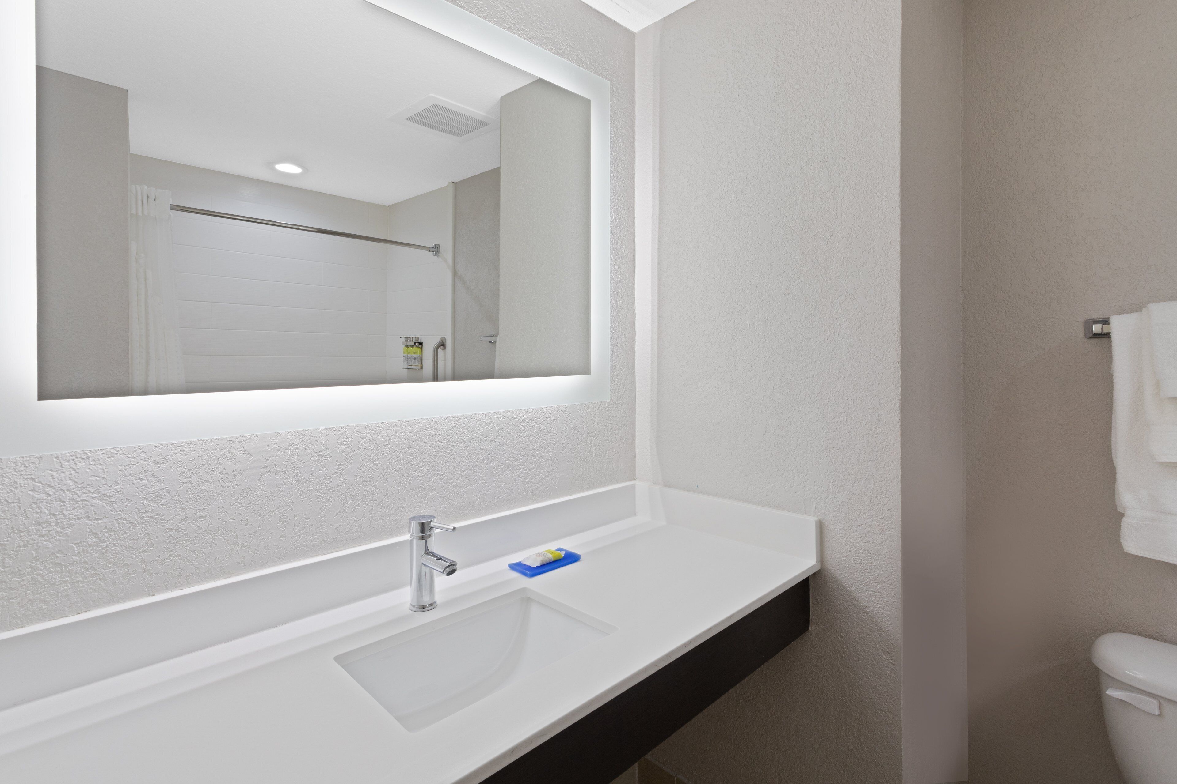 free toiletries, hair dryer, towels