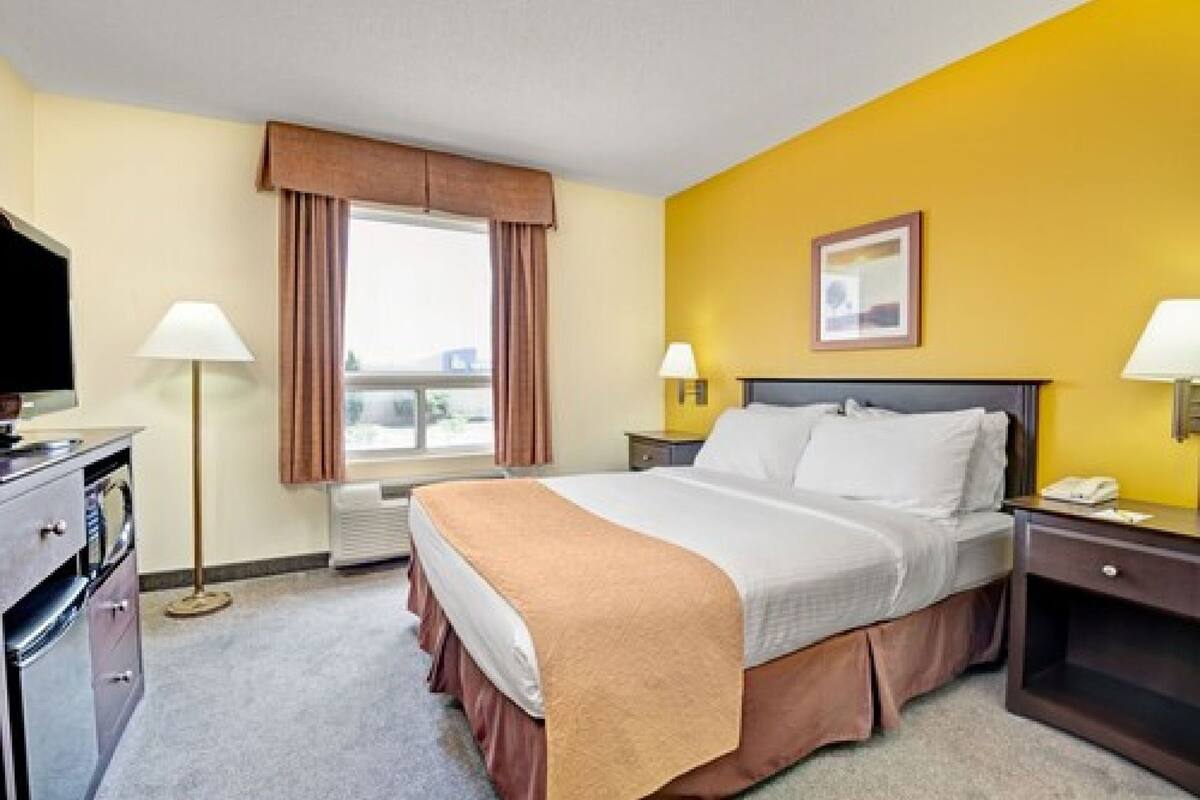 Desk, blackout drapes, iron/ironing board, free WiFi