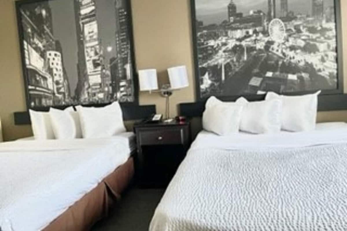 Standard Room, 2 Queen Beds | Desk, blackout drapes, iron/ironing board, free WiFi