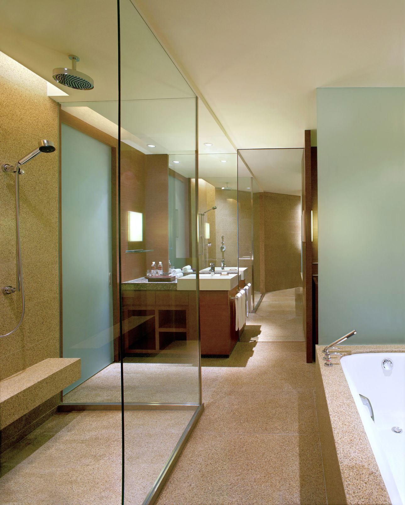 Bañera y ducha independientes, cabezal de ducha tipo lluvia