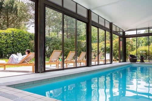Indoor pool, open 9:00 AM to 9:00 PM, sun loungers