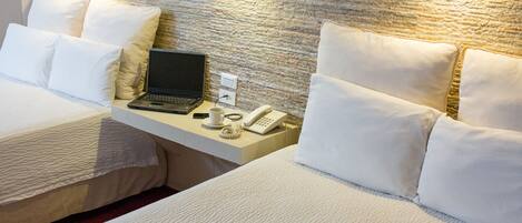 Family Double Room, 2 Double Beds | Premium bedding, in-room safe, individually decorated, desk