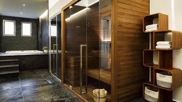 Sauna, hot tub, steam room