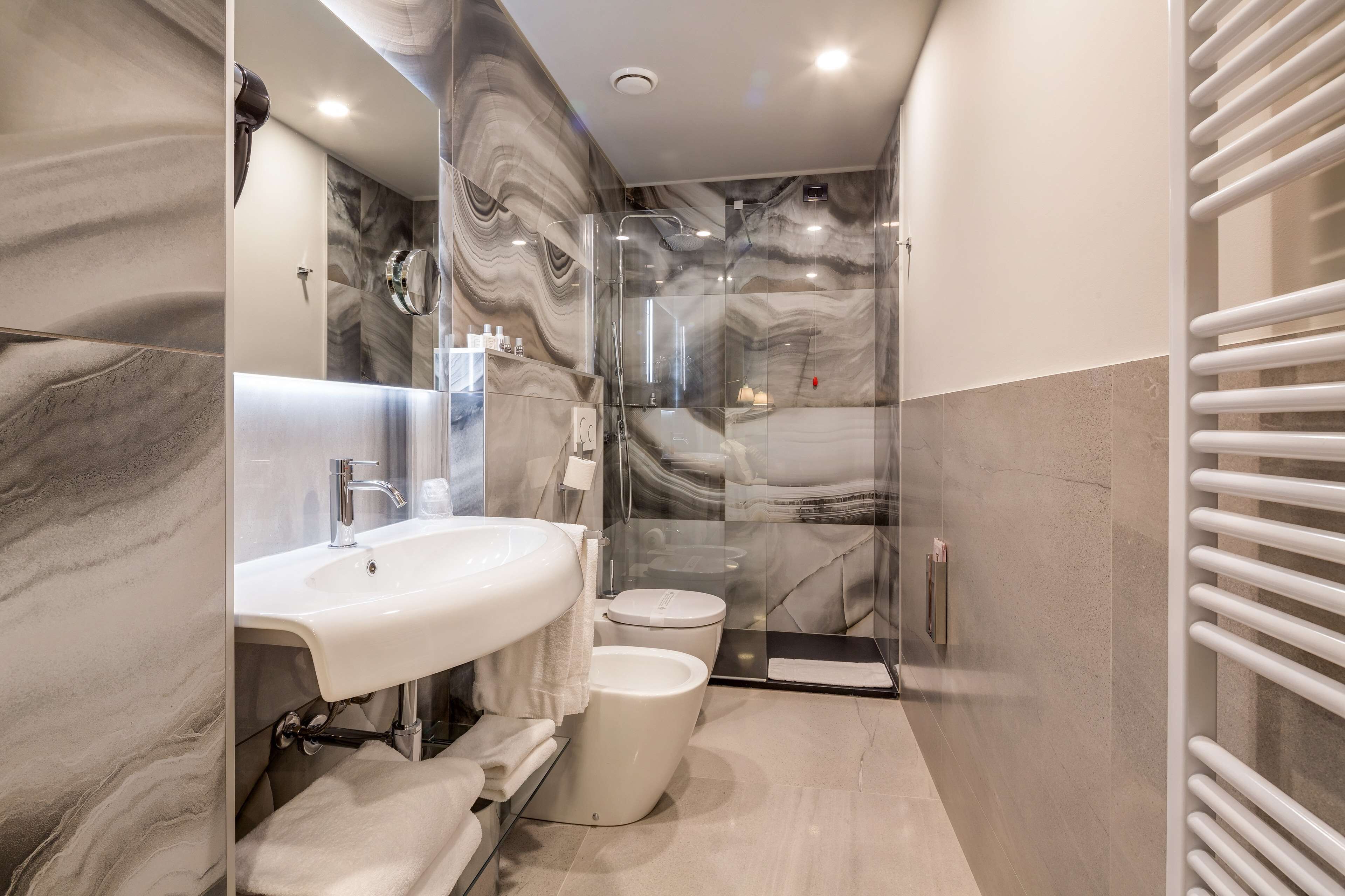 free toiletries, hair dryer, towels