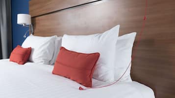 Premium bedding, desk, iron/ironing board, free cribs/infant beds