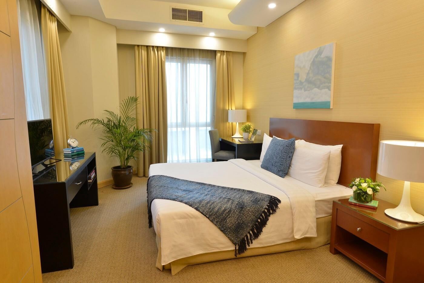 In-room safe, desk, laptop workspace, blackout drapes