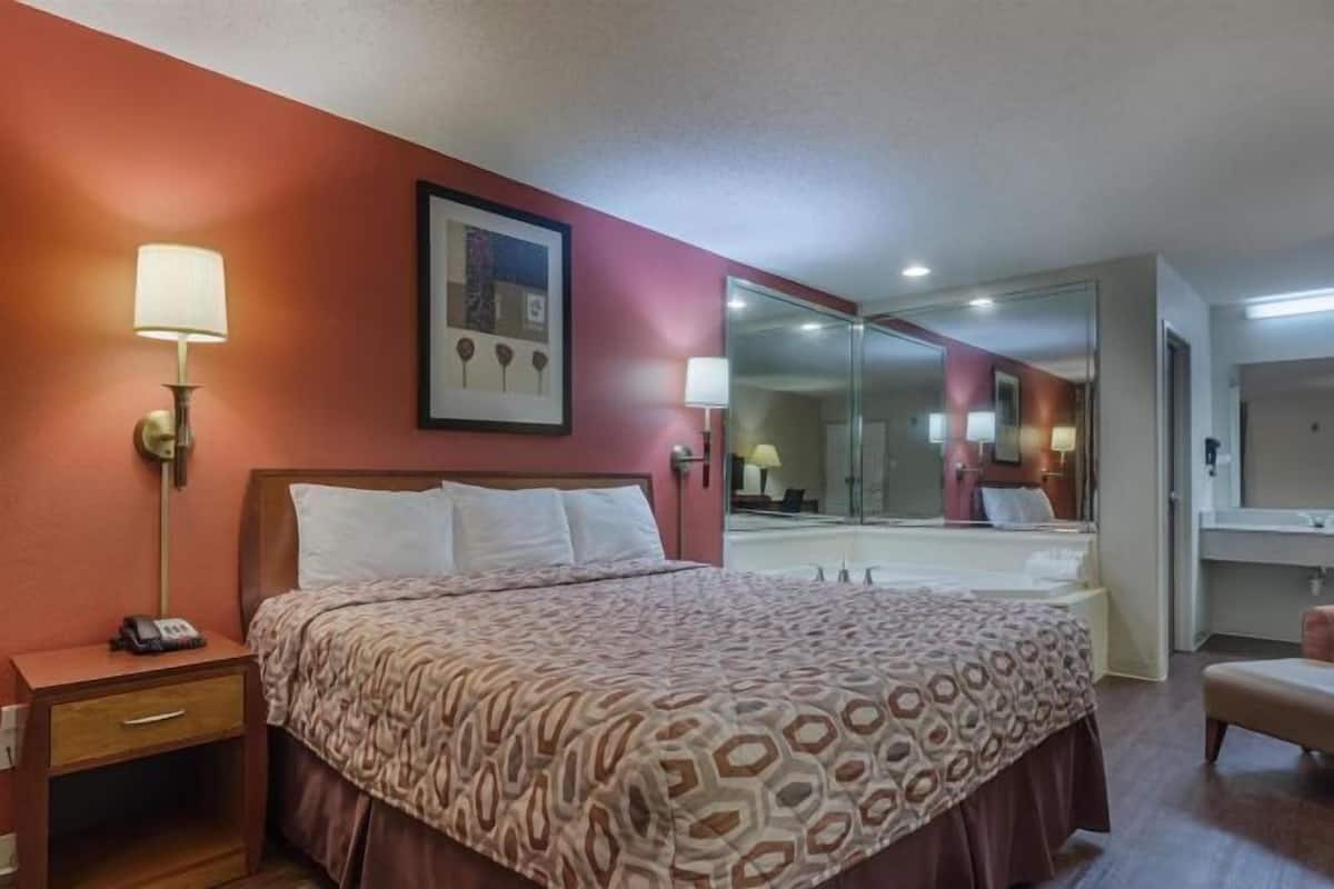 Desk, blackout drapes, iron/ironing board, free WiFi