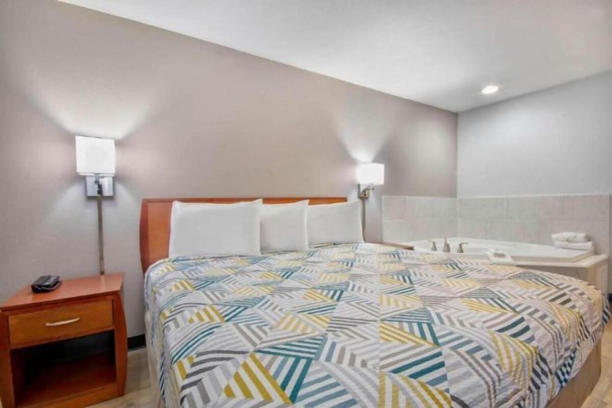 Desk, blackout drapes, iron/ironing board (on request), WiFi (free)