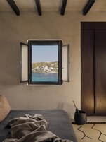 Myconian Villa Private Pool & Sea View | Biancheria in cotone egiziano, biancheria da letto di alta qualità