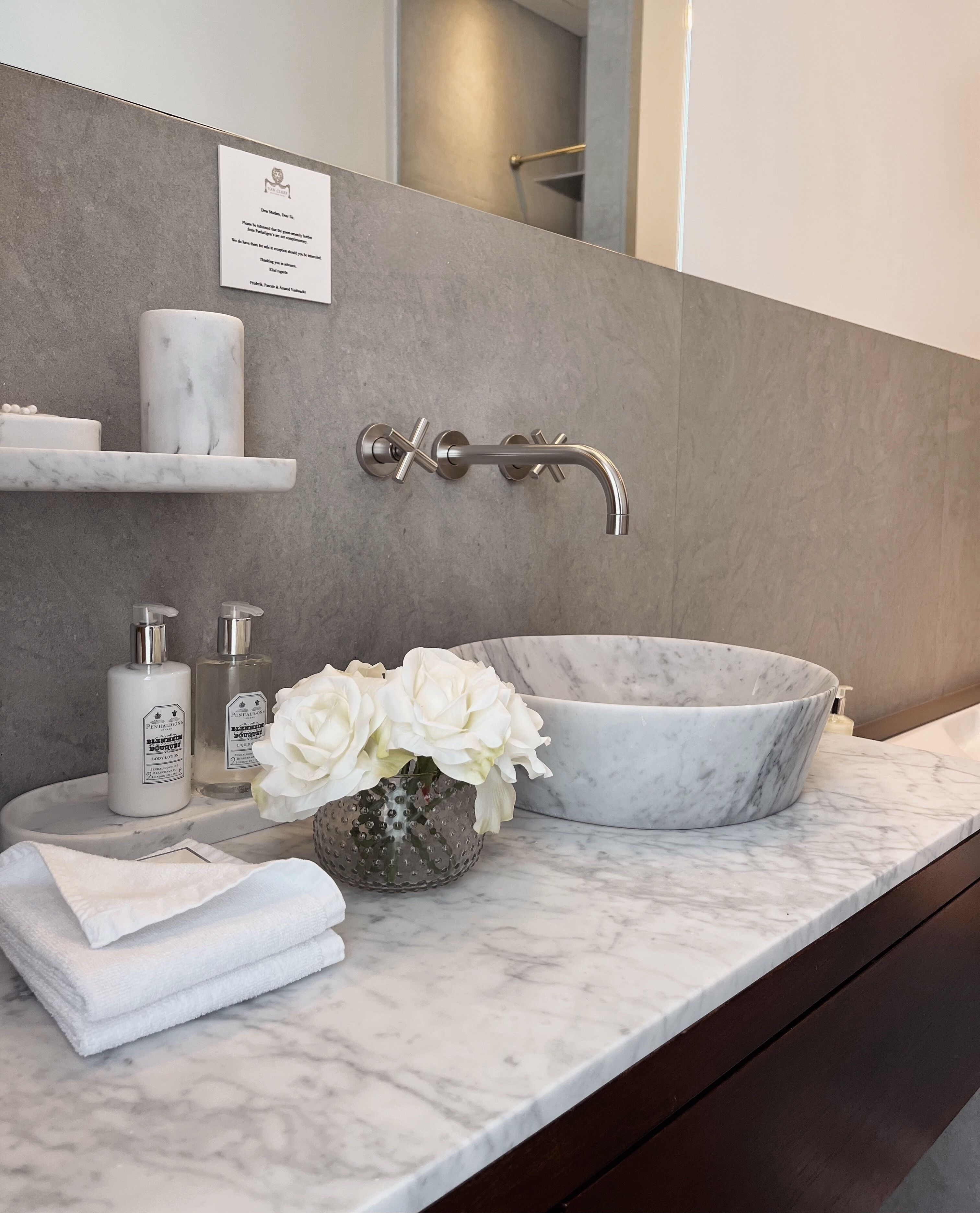 deluxe double room | bathroom | designer toiletries, hair dryer, slippers, towels