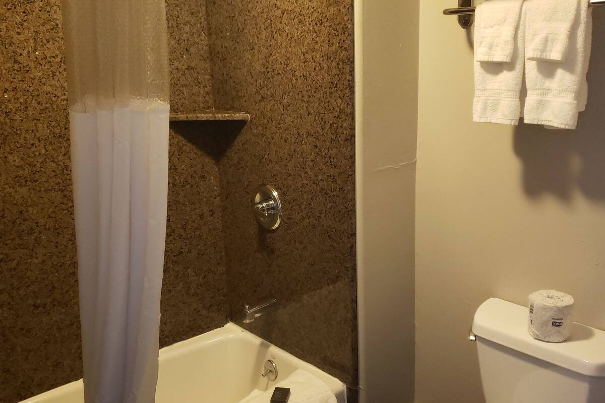 combined shower/bathtub, hydromassage showerhead, designer toiletries