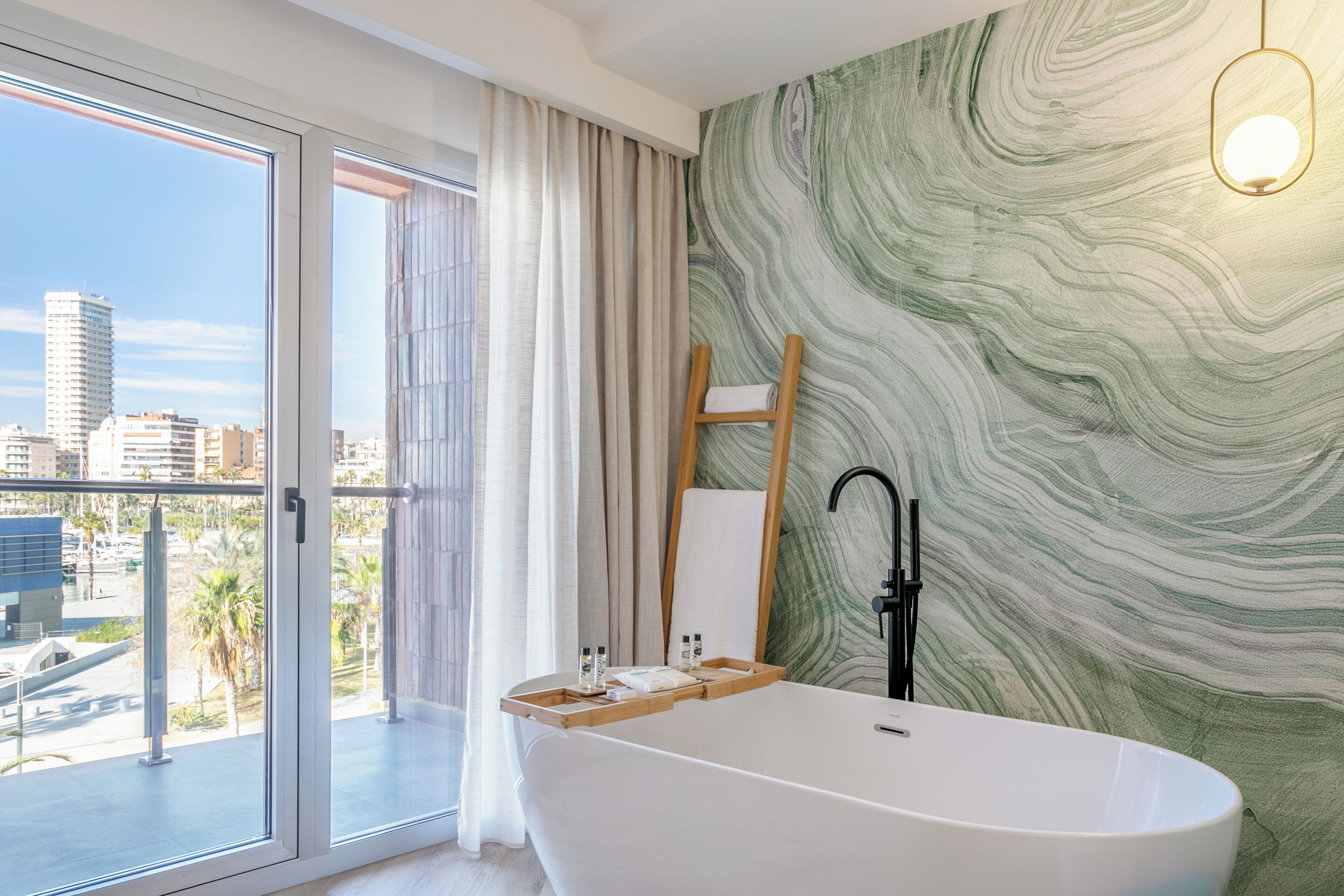 the loft corner sea view | bathroom | hair dryer, bidet, towels, soap