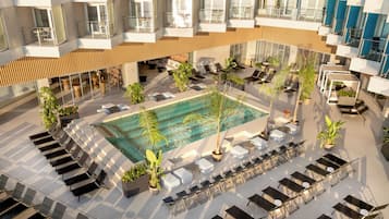 Outdoor pool, pool loungers