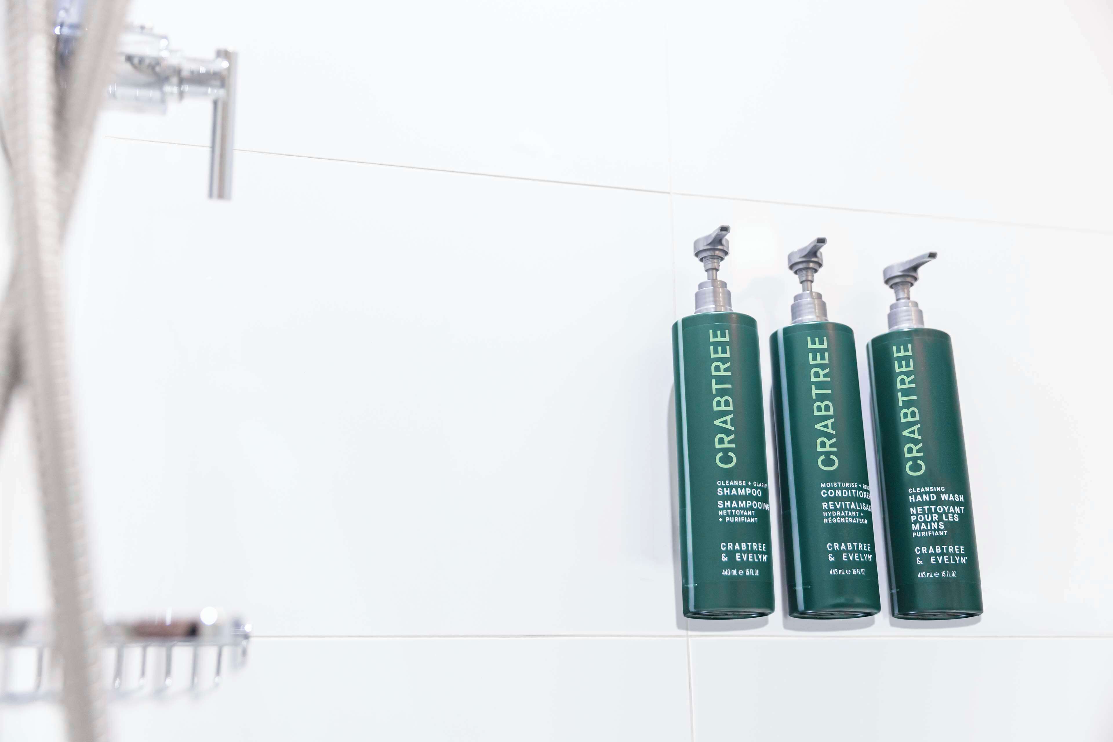 shower, eco-friendly toiletries, hair dryer, towels